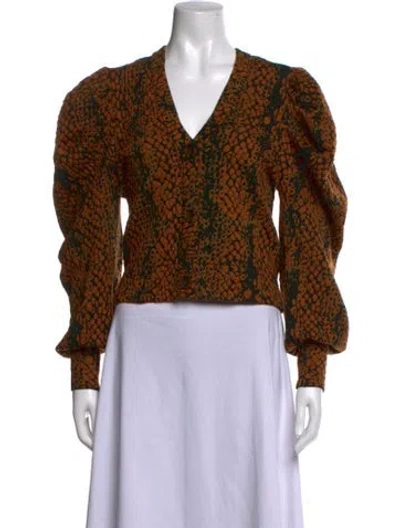 Pre-owned Ulla Johnson Wool Animal Print Sweater In Orange