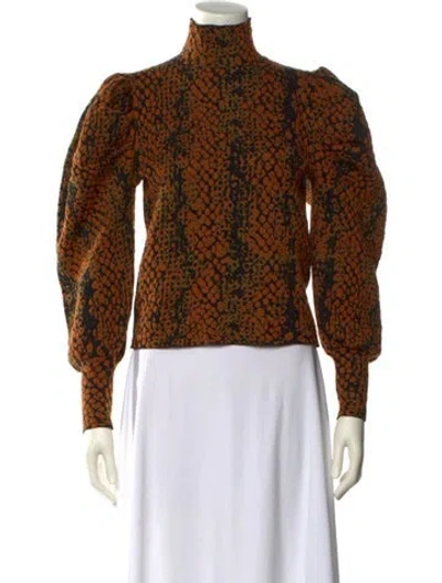 Pre-owned Ulla Johnson Wool Animal Print Sweatshirt In Orange