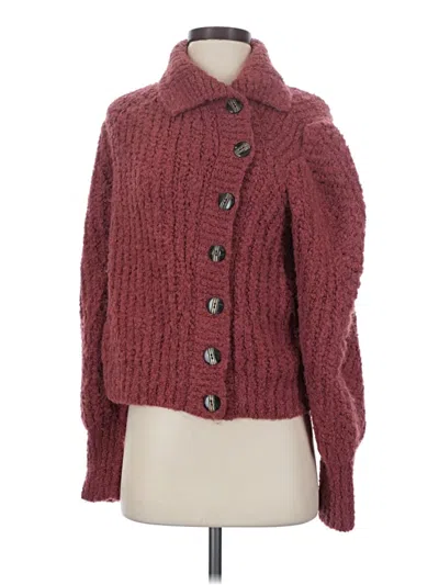 Pre-owned Ulla Johnson Wool Cardigan Sweater In Burgundy