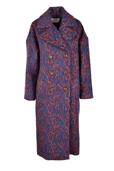 Ulla Johnson Wool Cloth Double-breasted Coat - Brown In Purple