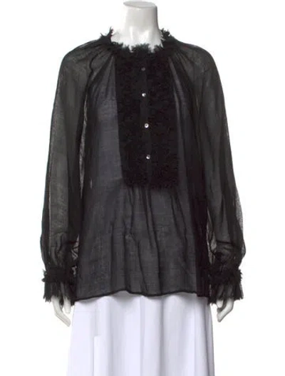 Pre-owned Ulla Johnson Wool Crew Neck Blouse In Black