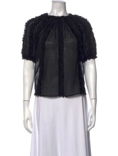 Pre-owned Ulla Johnson Wool Crew Neck Blouse In Black