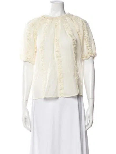 Pre-owned Ulla Johnson Wool Crew Neck Blouse In Neutral