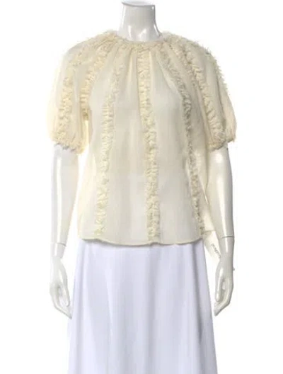 Pre-owned Ulla Johnson Wool Crew Neck Blouse In Neutral
