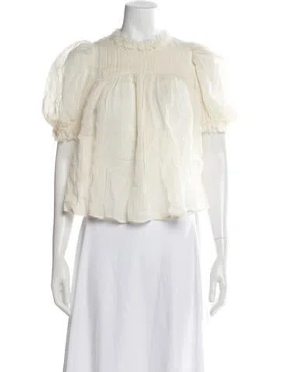 Pre-owned Ulla Johnson Wool Crew Neck Blouse In Neutrals