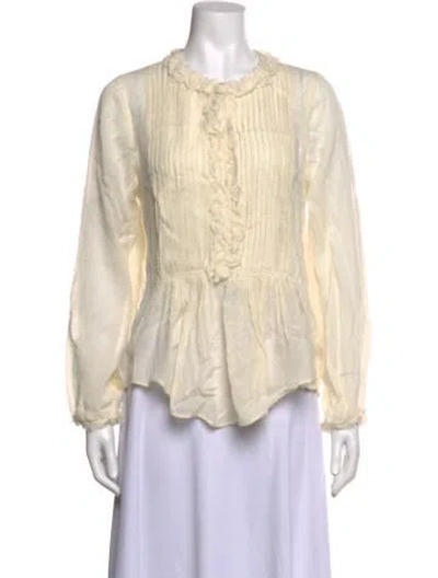 Pre-owned Ulla Johnson Wool Crew Neck Blouse In Neutrals
