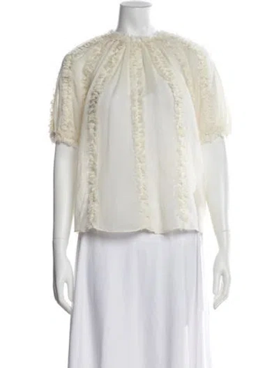 Pre-owned Ulla Johnson Wool Crew Neck Blouse In White