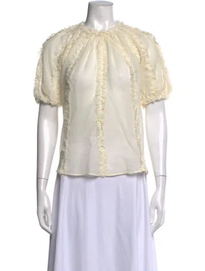Pre-owned Ulla Johnson Wool Crew Neck Blouse In White