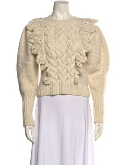 Pre-owned Ulla Johnson Wool Crew Neck Sweater In Neutral