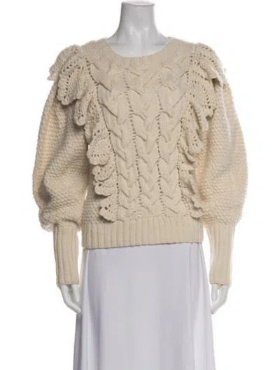 Pre-owned Ulla Johnson Wool Crew Neck Sweater In Neutral