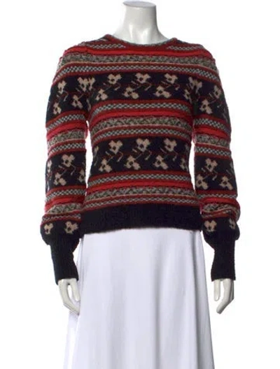 Pre-owned Ulla Johnson Wool Graphic Print Sweater In Red