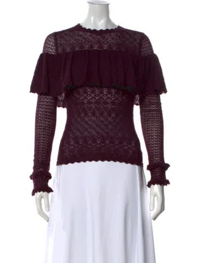 Pre-owned Ulla Johnson Wool Lace Pattern Sweater In Purple