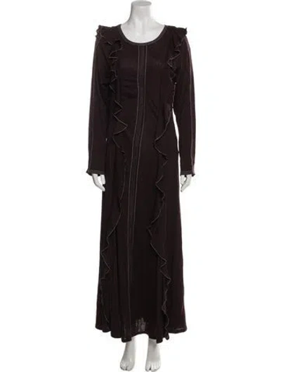 Pre-owned Ulla Johnson Wool Long Dress In Burgundy