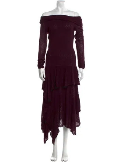 Pre-owned Ulla Johnson Wool Long Dress In Burgundy