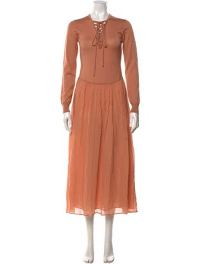 Pre-owned Ulla Johnson Wool Long Dress W/ Tags In Orange