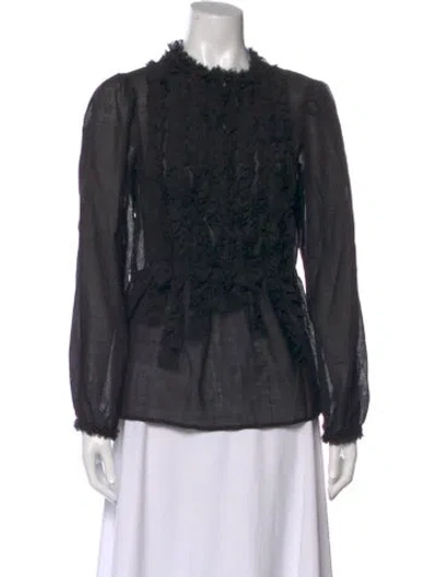 Pre-owned Ulla Johnson Wool Long Sleeve Blouse In Black