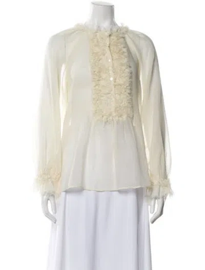 Pre-owned Ulla Johnson Wool Long Sleeve Blouse In Neutral