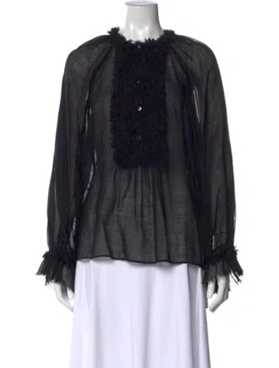 Pre-owned Ulla Johnson Wool Long Sleeve Blouse W/ Tags In Black