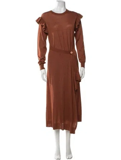 Pre-owned Ulla Johnson Wool Midi Length Dress In Orange