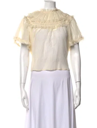Pre-owned Ulla Johnson Wool Mock Neck Blouse In Neutrals