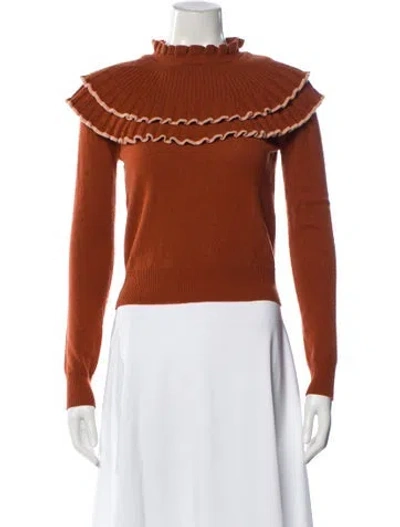 Pre-owned Ulla Johnson Wool Mock Neck Sweater In Orange