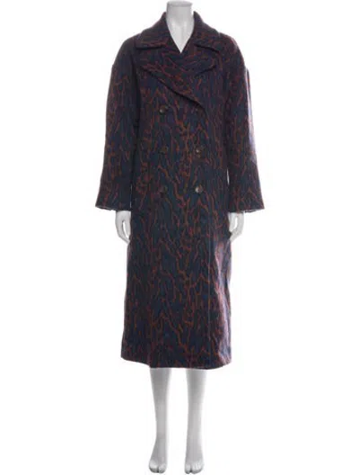 Pre-owned Ulla Johnson Wool Patterned Coat In Blue