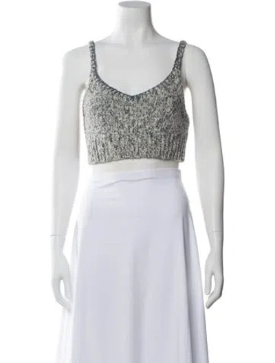 Pre-owned Ulla Johnson Wool Patterned Crop Top In White