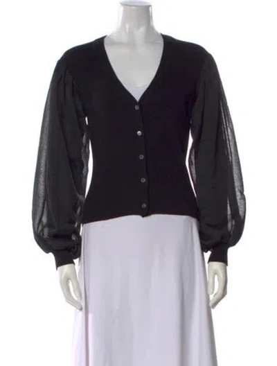 Pre-owned Ulla Johnson Wool Plunge Neckline Sweater In Black