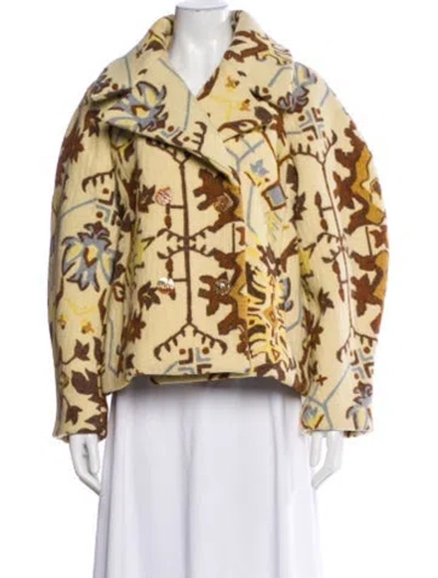 Pre-owned Ulla Johnson Wool Printed Faux Fur Jacket In Neutral