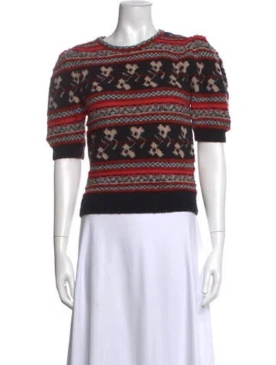 Pre-owned Ulla Johnson Wool Printed Sweater In Black