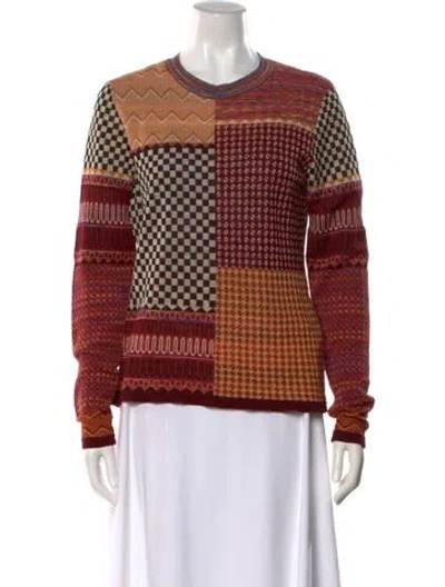 Pre-owned Ulla Johnson Wool Printed Sweater In Burgundy