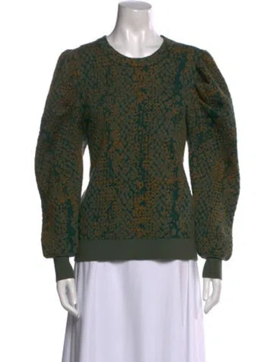 Pre-owned Ulla Johnson Wool Printed Sweater In Green