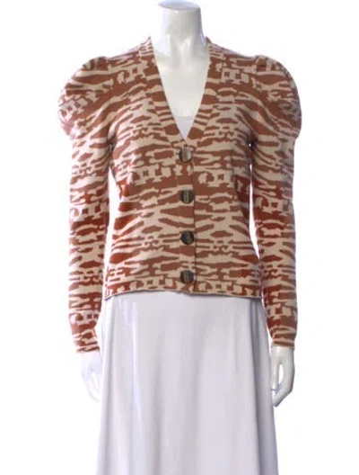 Pre-owned Ulla Johnson Wool Printed Sweater In White