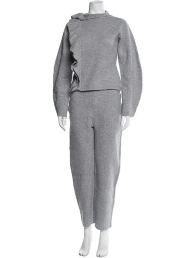 Pre-owned Ulla Johnson Wool Ruffle Embellishment Pant Set In Grey
