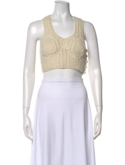 Pre-owned Ulla Johnson Wool Scoop Neck Crop Top In Neutral