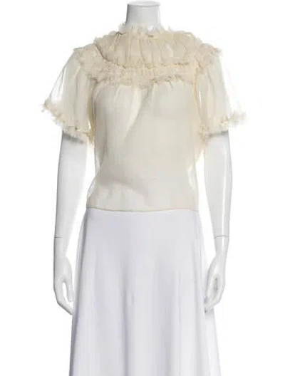 Pre-owned Ulla Johnson Wool Short Sleeve Blouse In White