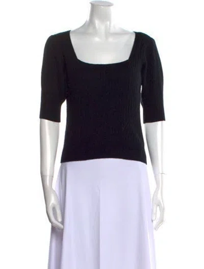 Pre-owned Ulla Johnson Wool Square Neckline Crop Top In Black