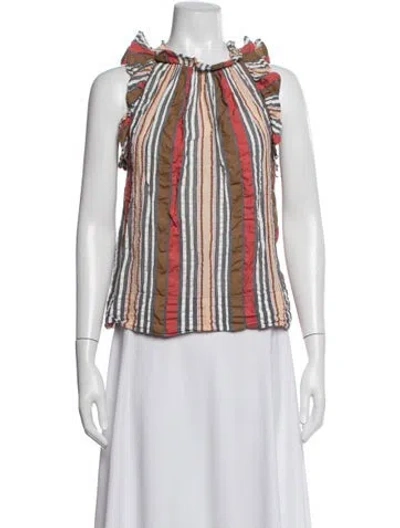 Pre-owned Ulla Johnson Wool Striped Top In Brown/neutrals/red