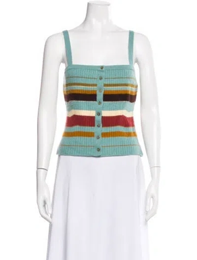 Pre-owned Ulla Johnson Wool Striped Top In Green