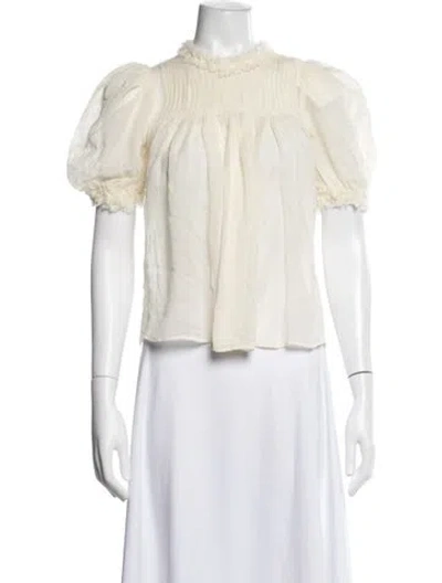 Pre-owned Ulla Johnson Wool Tie Neck Blouse W/ Tags In Neutrals