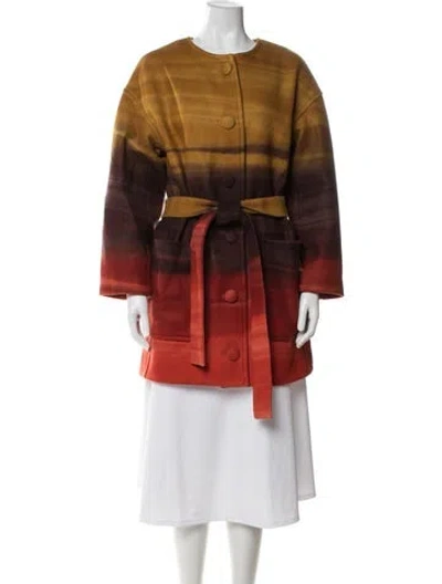 Pre-owned Ulla Johnson Wool Tie-dye Print Coat In Orange