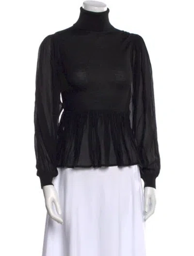 Pre-owned Ulla Johnson Wool Turtleneck Blouse In Black