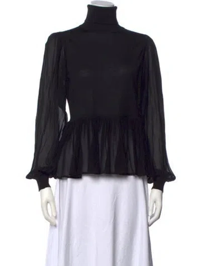 Pre-owned Ulla Johnson Wool Turtleneck Blouse In Blue