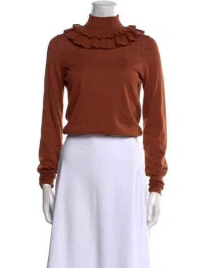 Pre-owned Ulla Johnson Wool Turtleneck Crop Top In Brown