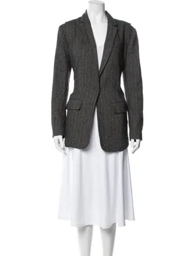 Pre-owned Ulla Johnson Wool Tweed Pattern Blazer In Black
