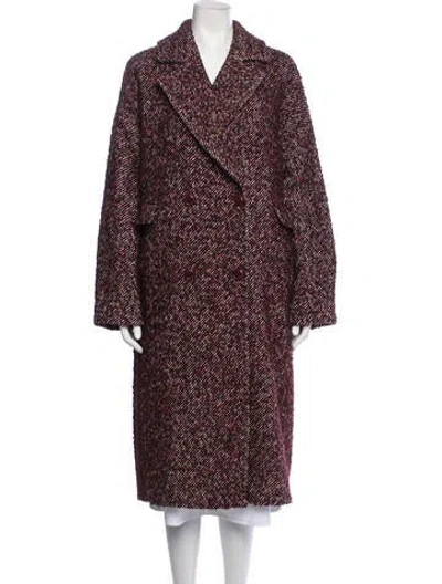 Pre-owned Ulla Johnson Wool Tweed Pattern Coat In Burgundy