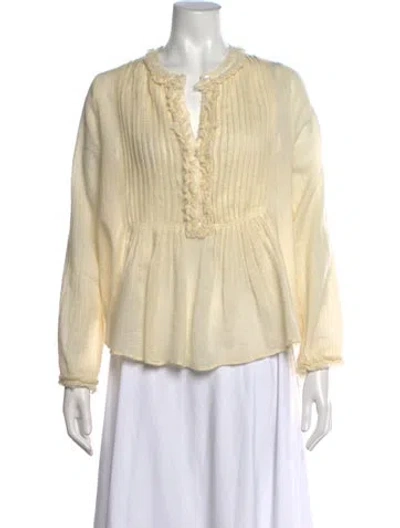 Pre-owned Ulla Johnson Wool V-neck Blouse In Neutrals