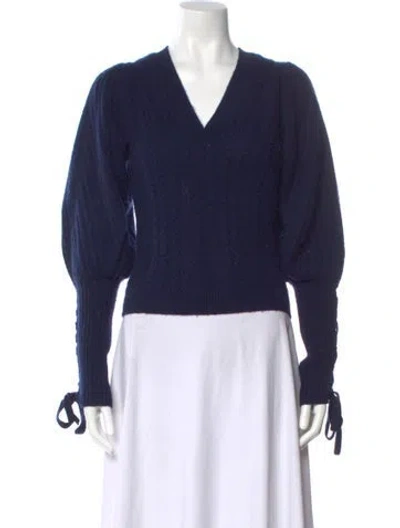 Pre-owned Ulla Johnson Wool V-neck Sweater In Blue