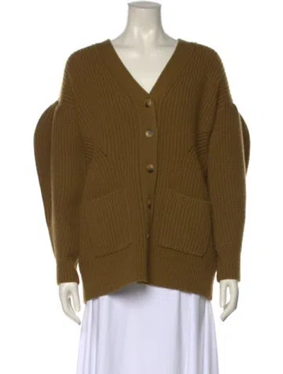 Pre-owned Ulla Johnson Wool V-neck Sweater In Green