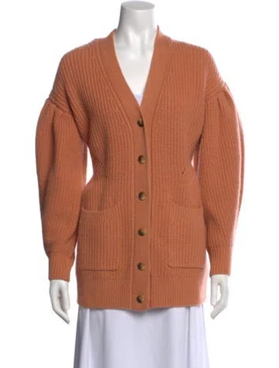 Pre-owned Ulla Johnson Wool V-neck Sweater In Orange